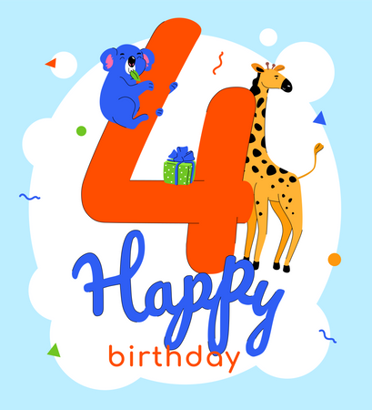 4th birthday greeting card Illustration