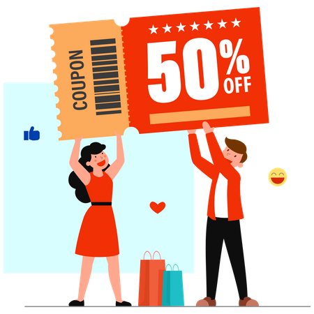 Oferta de venda de compras de 50%  Ilustração