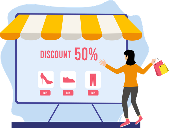 50 percent discount on shopping  Illustration