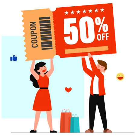 Offre de soldes Shopping de 50 %  Illustration