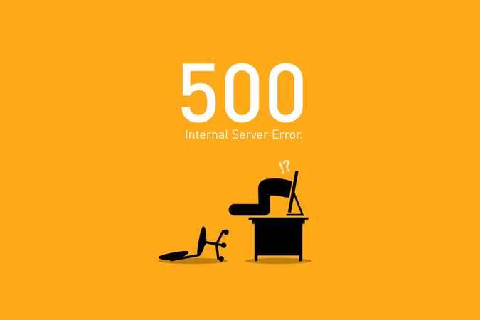 ウェブサイト エラー 500。内部サーバー エラー。  イラスト