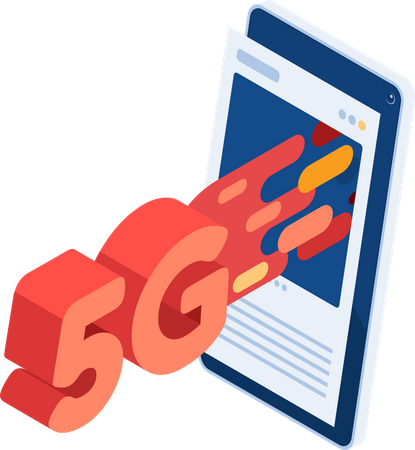 5G-Hochgeschwindigkeitsnetz kommt aus den sozialen Medien  Illustration