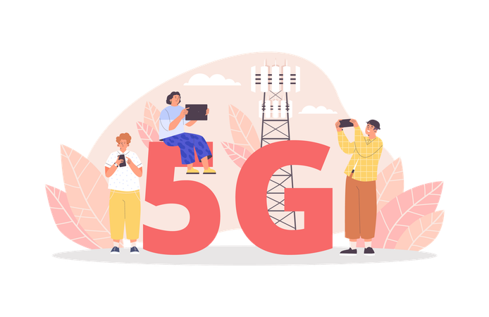 5g internet communication wireless technology  Illustration