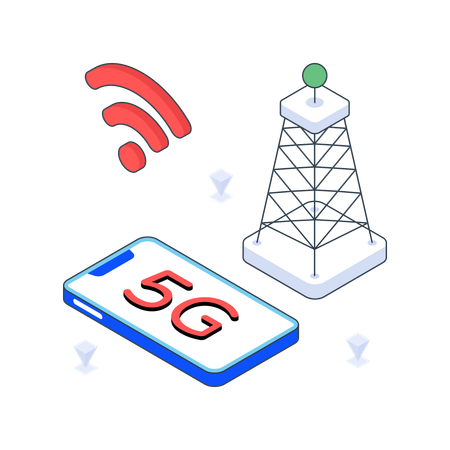 5g Internet-Netzwerk mit 5g Mobilfunk  Illustration