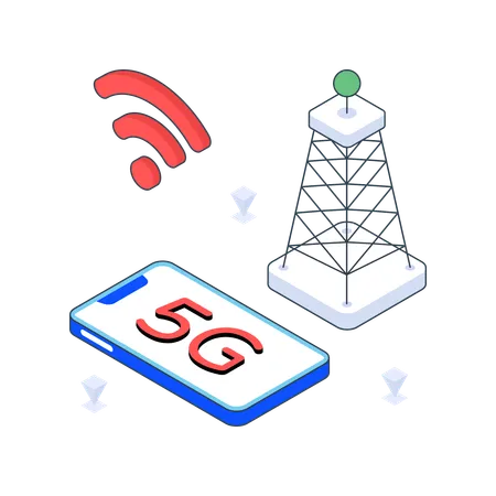 5g Internet-Netzwerk mit 5g Mobilfunk  Illustration