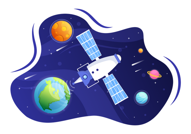 5G Network Satellites  Illustration