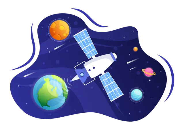 5G Network Satellites  Illustration