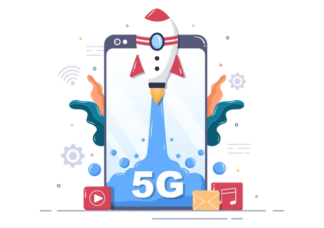 Smartphone mit 5G-Technologie  Illustration