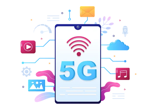 Smartphone mit 5G-Technologie  Illustration