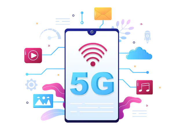 5G Technology Smartphone  Illustration