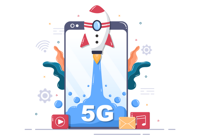 5G Technology Smartphone  Illustration