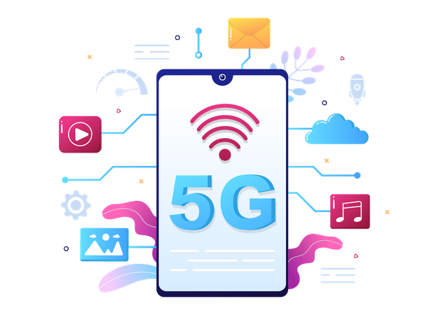 5G Technology Smartphone  Illustration
