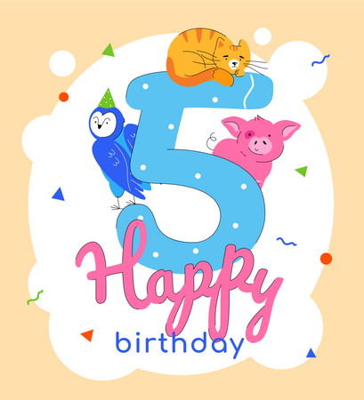 5th birthday greeting card  Illustration