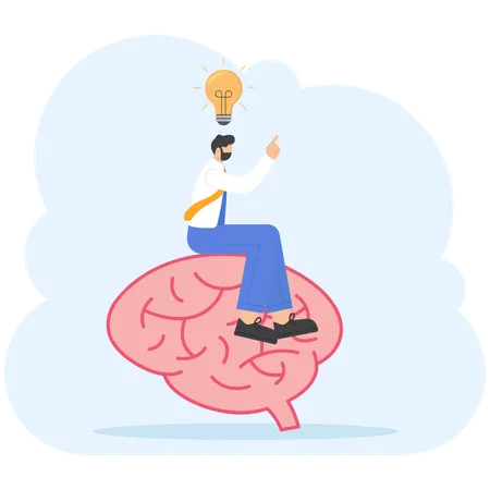 Businessman Brain Working Creation Ideas Illustration Vector Cartoon Illustration