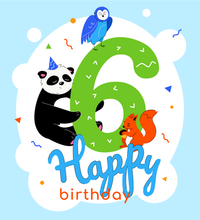 6th birthday greeting card Illustration