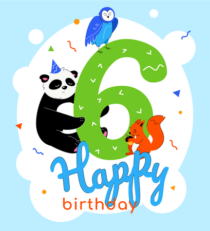 6th birthday greeting card  Illustration