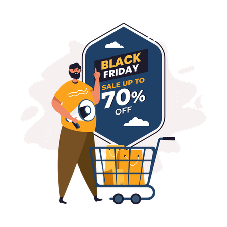 70 % Rabatt beim Black Friday Sale  Illustration