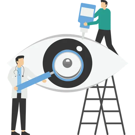 Eye Examination Ophthalmologist Landing Vector Illustration Web Page Ophthalmologic Clinic Healthy Eye Banner Illustration