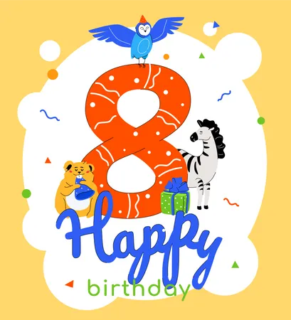 8th birthday greeting card  Illustration