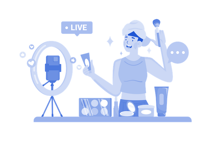 A beauty influencer creates makeup tutorials on video platforms  Illustration