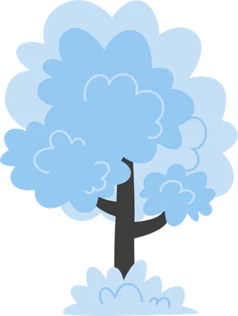 A blue and snowy tree  Illustration