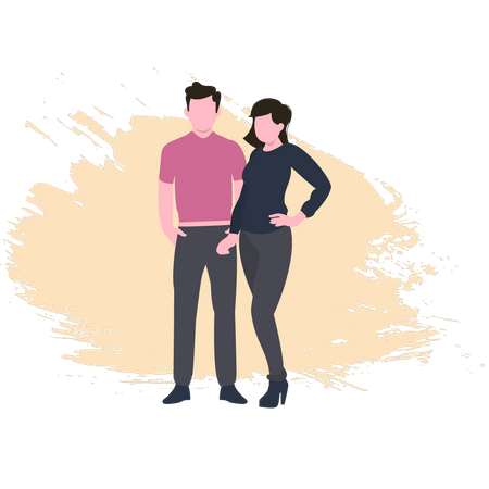A boy and a girl are standing Illustration