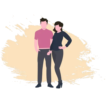 A boy and a girl are standing Illustration