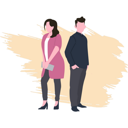 A boy and a girl are standing  Illustration