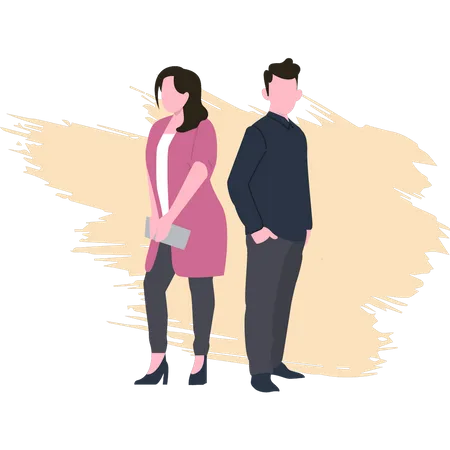 A boy and a girl are standing  Illustration