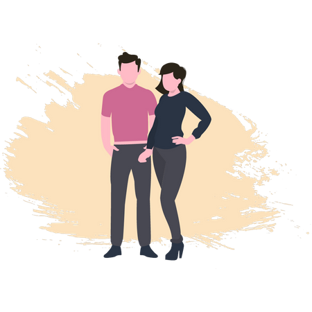 A boy and a girl are standing  Illustration