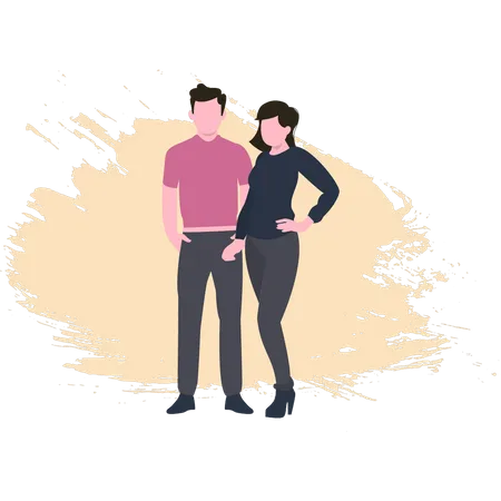 A boy and a girl are standing  Illustration