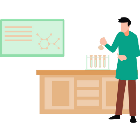 A boy is doing research in a laboratory  Illustration