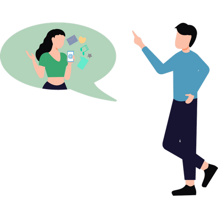 A boy is talking to a girl  Illustration
