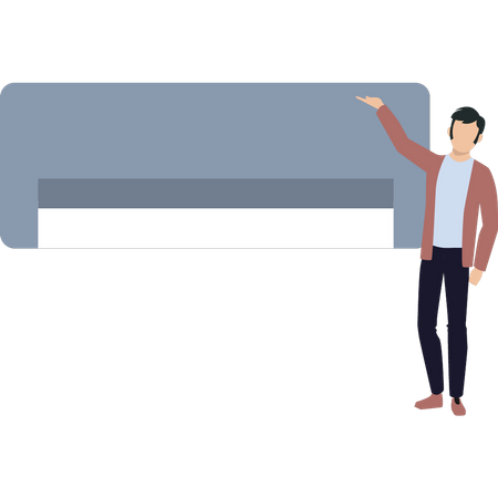 A boy showing AC  Illustration
