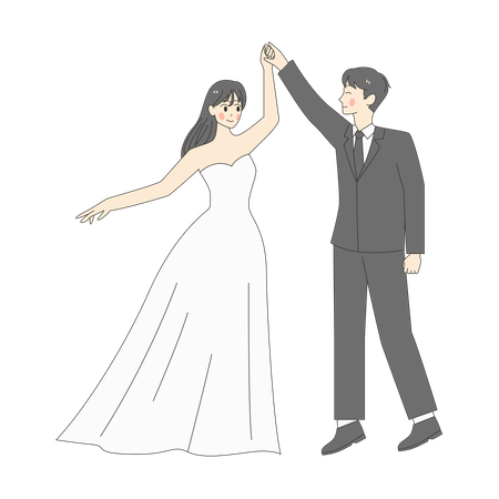 A Bride and Groom are Dancing  Illustration