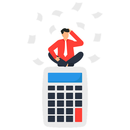 A businessman calculates and analyzes financial statements  Illustration