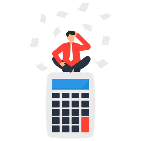 A businessman calculates and analyzes financial statements  Illustration