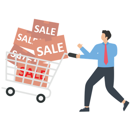 A businessman is shopping at the event of a sale  Illustration