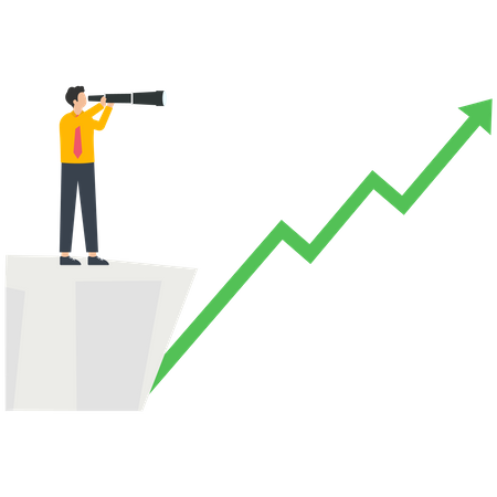 A businessman looks at a stock market graph  Illustration