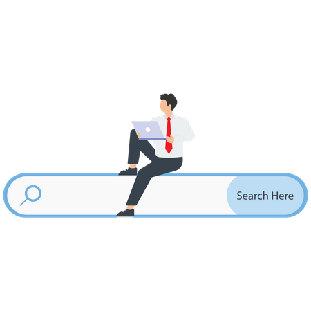 A businessman searches for information on the net  Illustration
