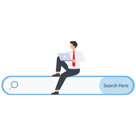 A businessman searches for information on the net  Illustration