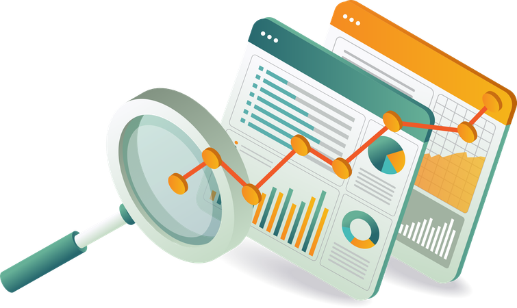 A computer screen displaying a search engine optimization dashboard with various analytics and keyword rankings  Illustration