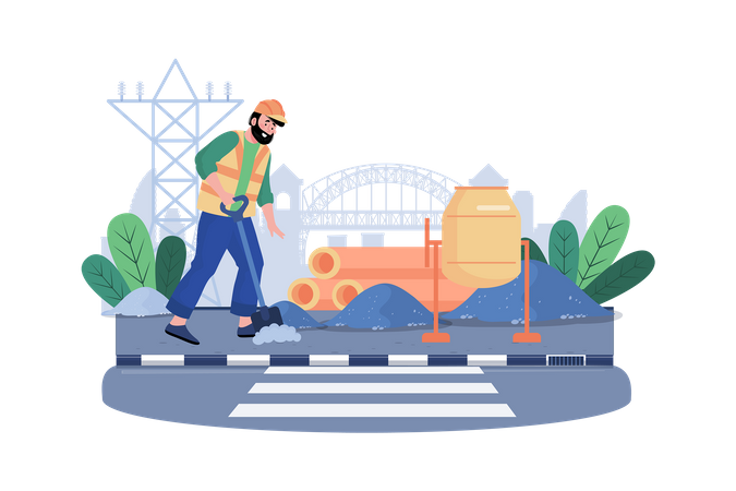 A construction company constructs a new highway to improve transportation infrastructure  Illustration