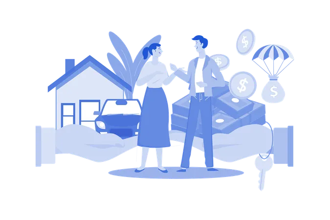 A Couple With A Mortgage Loan Illustration