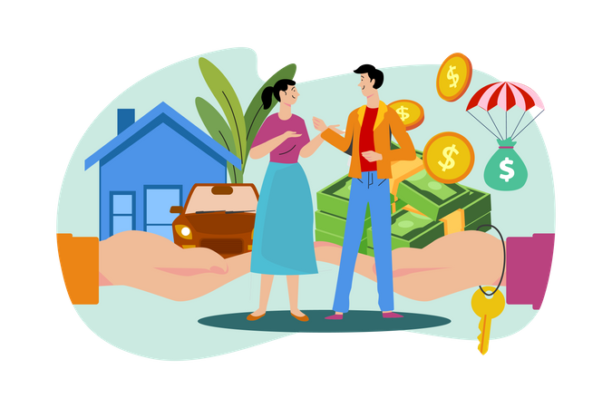 A couple with a mortgage loan  Illustration