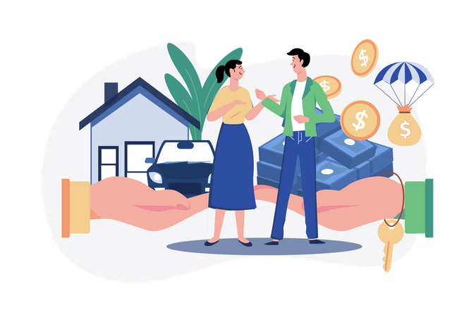 A couple with a mortgage loan  Illustration