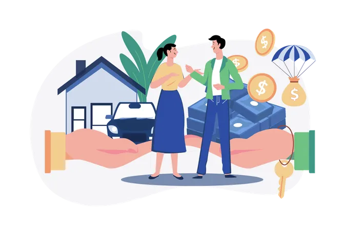 A couple with a mortgage loan  Illustration