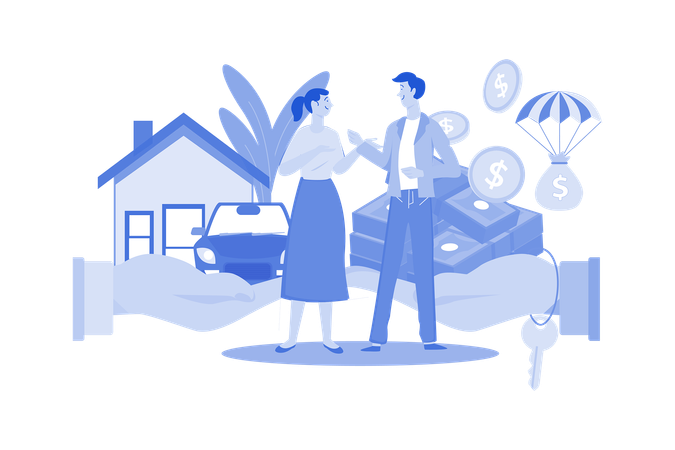 A Couple With A Mortgage Loan  Illustration