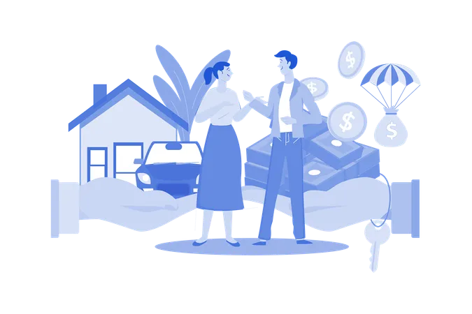 A Couple With A Mortgage Loan  Illustration