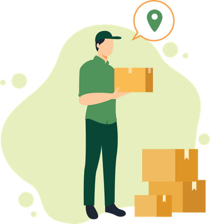 A Courier Man with Boxes  Illustration